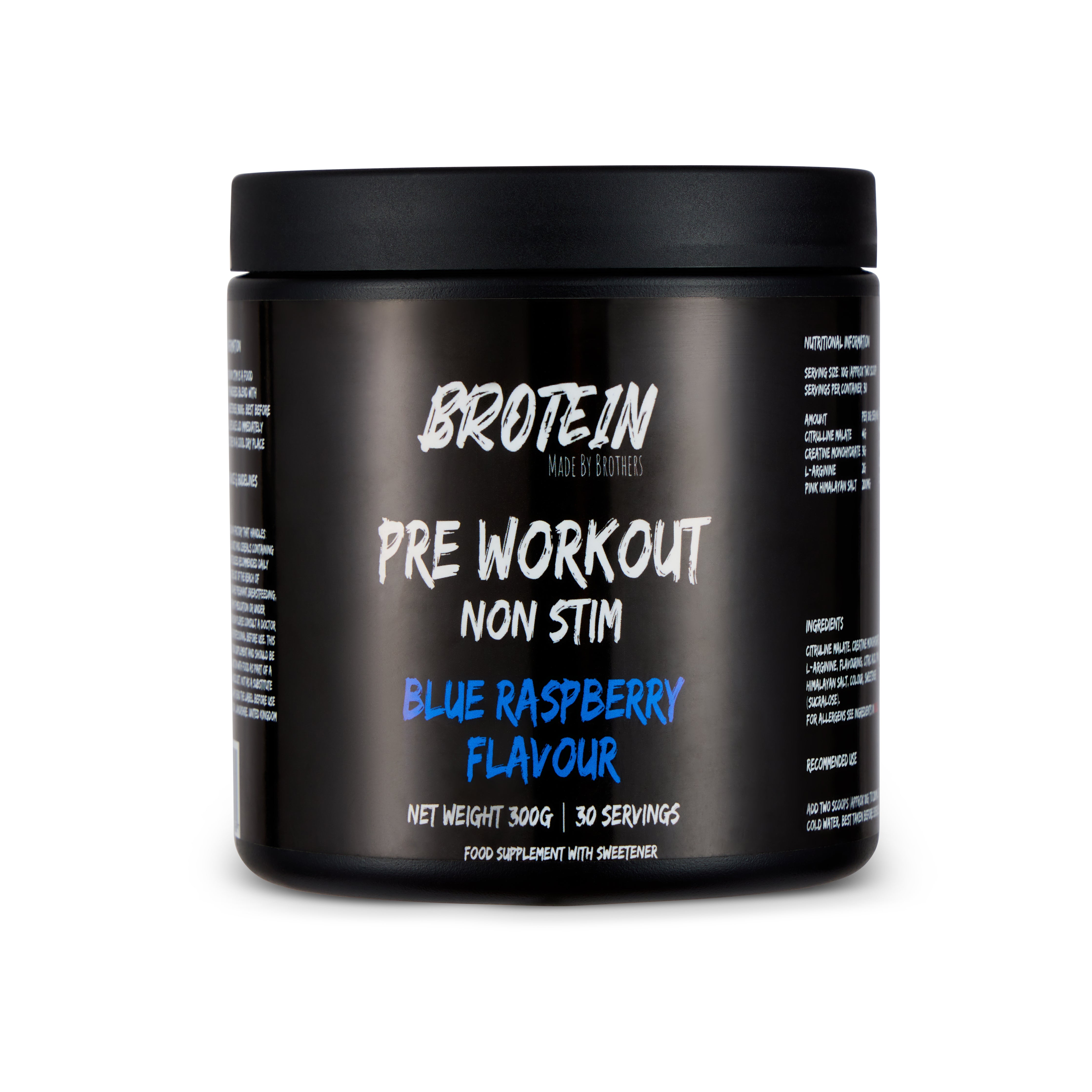 Non Stim Blue Raspberry Pre Workout 300g– Brotein